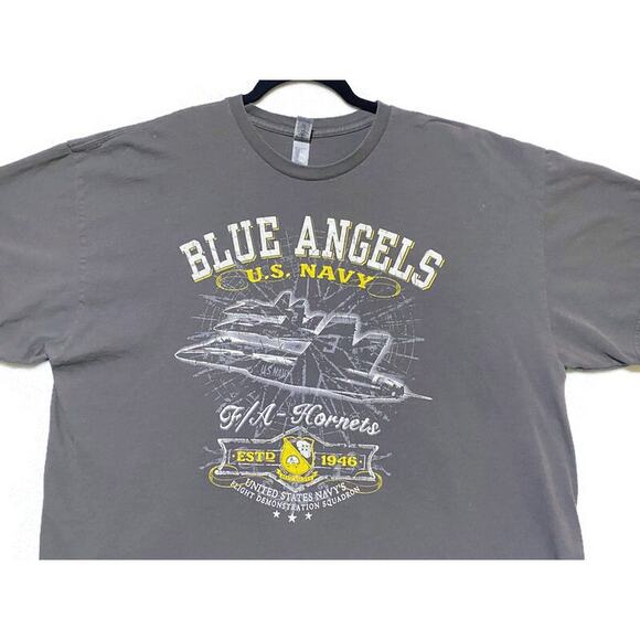 US Navy Blue Angels T-Shirt Men's Size 2XL Grey Short Sleeves by Gildan - Picture 3 of 5